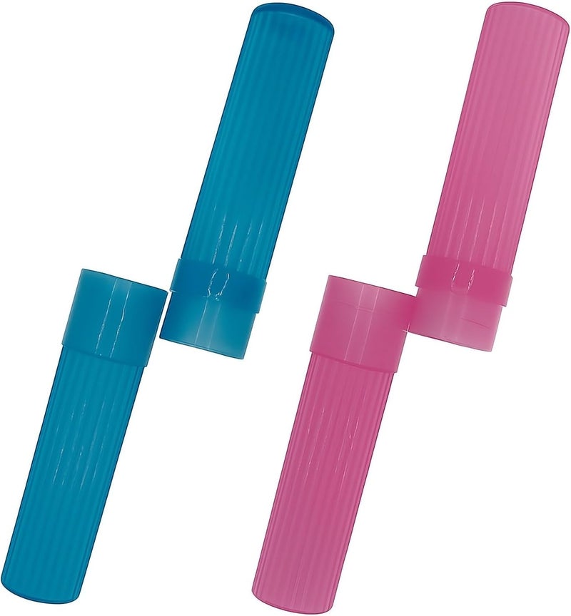 American Comb حامل فرشاة الأسنان (أزرق ووردي) - مصنوع في الولايات المتحدة الأمريكية. مع فتحات تهوية. - Image 1